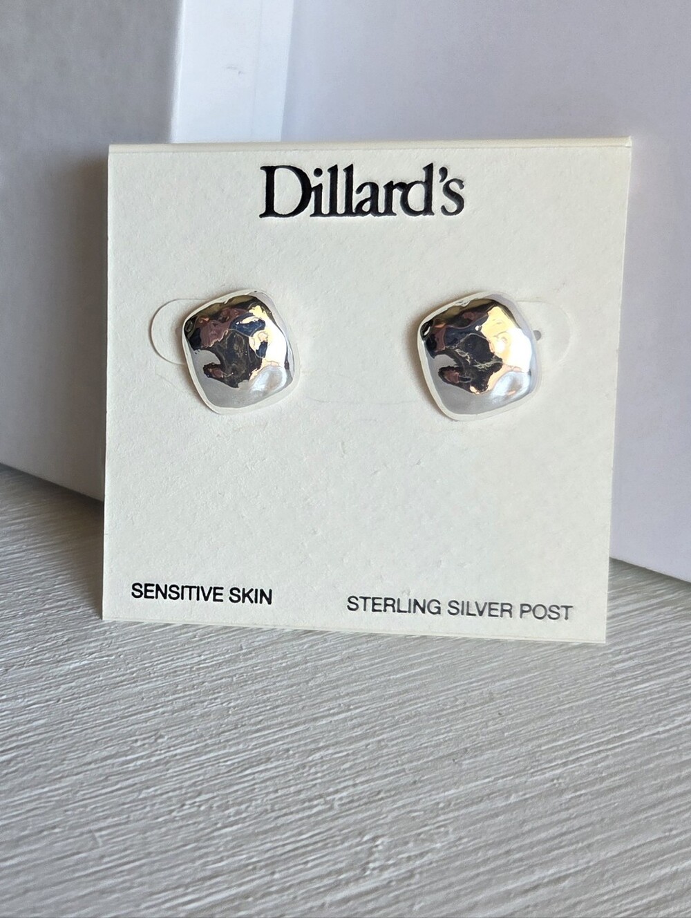 Dillards Tailored Sensitive Hammered Silver Stud Earrings